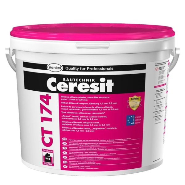 Henkel Ceresit CT 174 Szilikon-szilikát vékonyvakolat,kapart 1,5 mm fehér 25 kg