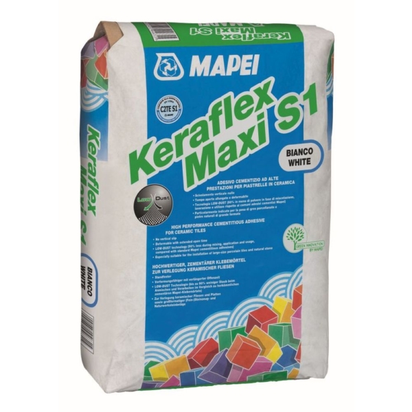 Mapei Keraflex Maxi S1 Kerámiaburkolat ragasztó C2TE fehér 23 kg