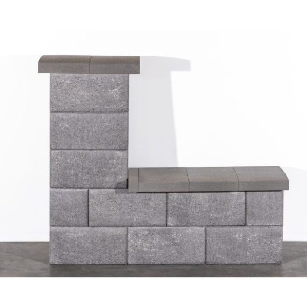 Leier Modern Kerítéskő sarokelem satírozott natúr füstantracit 40x20x20 cm