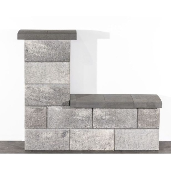 Leier Modern Kerítéskő sarokelem satírozott natúr jégszürke 40x20x20 cm