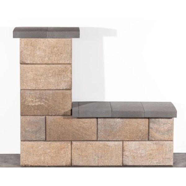 Leier Modern Kerítéskő félkő satírozott natúr kagylóhéj 20x20x20 cm