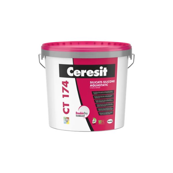Henkel Ceresit CT 174 Aquastatic Szilikon-szilikát vékonyvakolat,kapart 1,5 mm fehér 25 kg